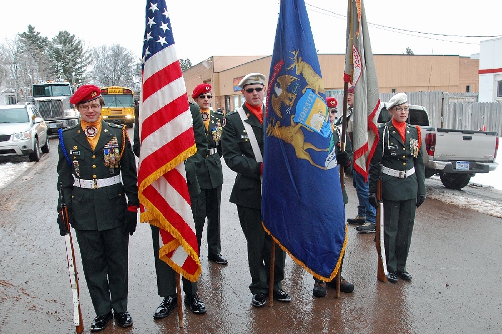 The Hancock High School Junior R.O.T.C. Color Guard carried the Honors.