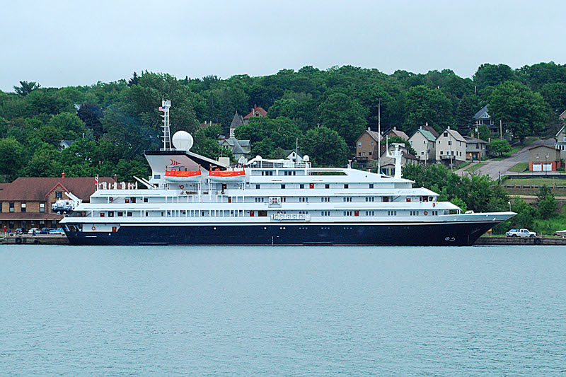 Shown docked at Houghton�s Municipal deep water pier, the ship carries up to 100 passengers in comfort. She is 290 feet long, with a beam of 50 feet.