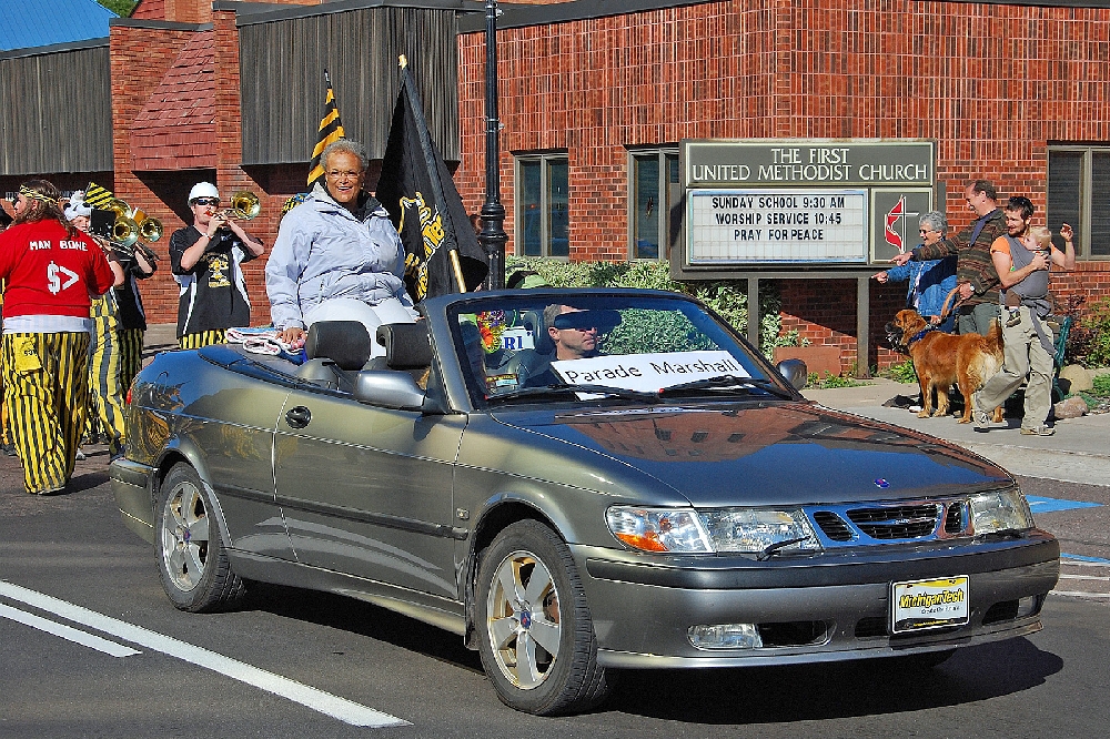 This year's Parade Marshal is Gloria Melton, MTU's retiring Dean of Students. And for the first time, a Community Honorary Chairman, this year, Houghton City Manager Scott MacInnes.