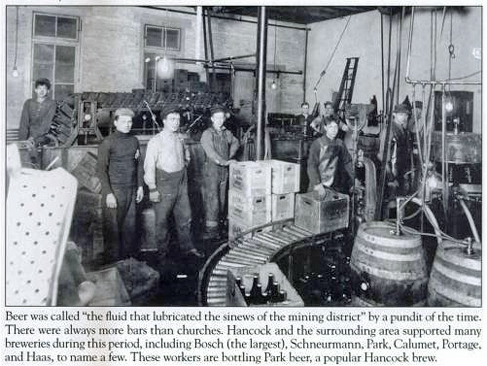 The Park Brewery was located on the NW corner of E.Atlantic St., and Emma St., adjacent to what is now McAfee Field. The stone building no longer exists.
Few Portage Lake district people are aware that Houghton, back in 1906, almost had three breweries, Bosch or Scheuermann, Haas and Park. It was the original intent of the Park enterprise stockholders to construct a brewery on early famed Haas Park ground. Deference to Hancock being without a brewery, however, made for the change. 