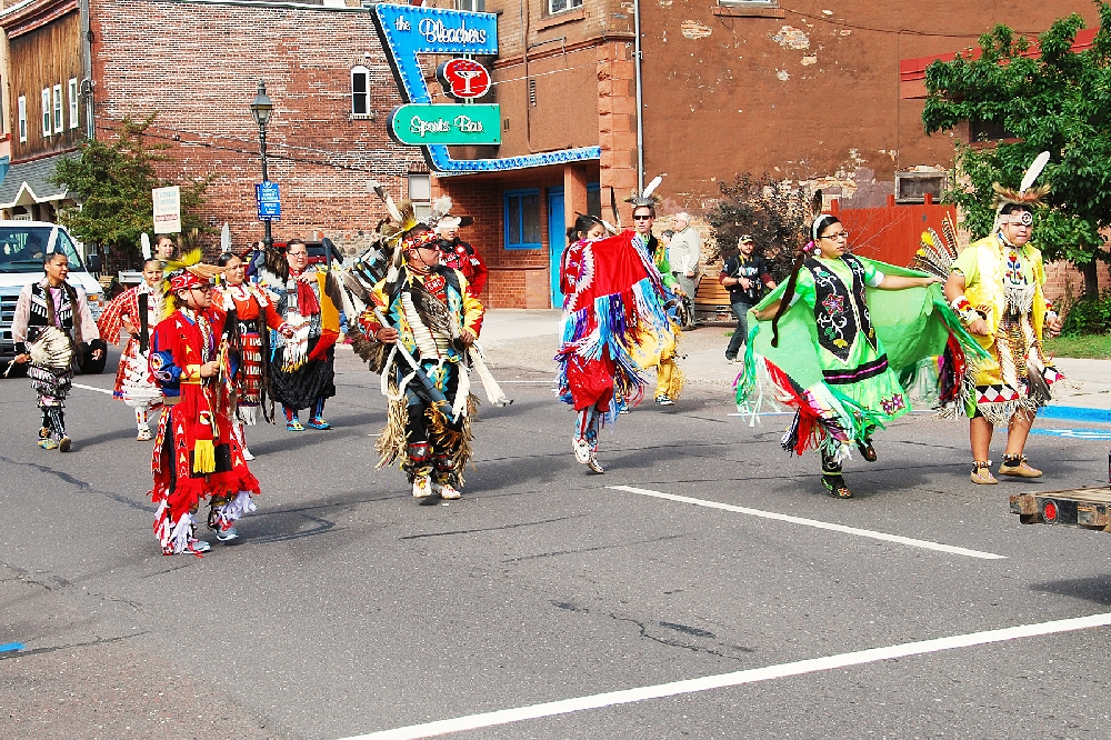 Led off by a Native American Color Guard and a Color Guard Unit from the MTU Senior ROTC Detachments, this is a contingent from the Keweenaw Bay Indian Community.