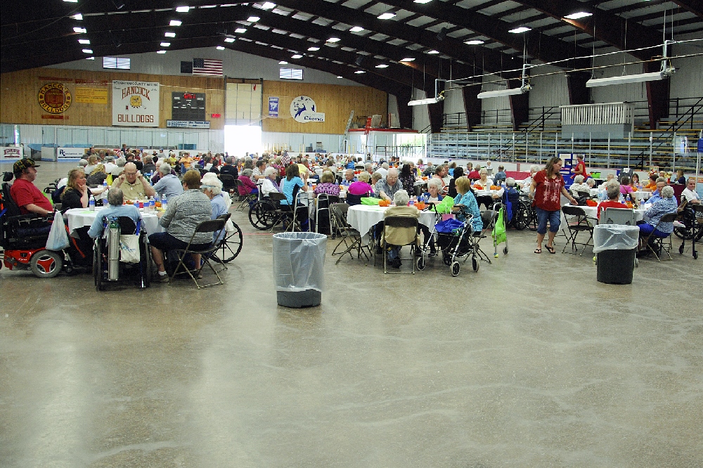 While not as large as some previous years, likely due to lack of public notification, still a good number of seniors attend the festivities. Most have now finished their lunch.