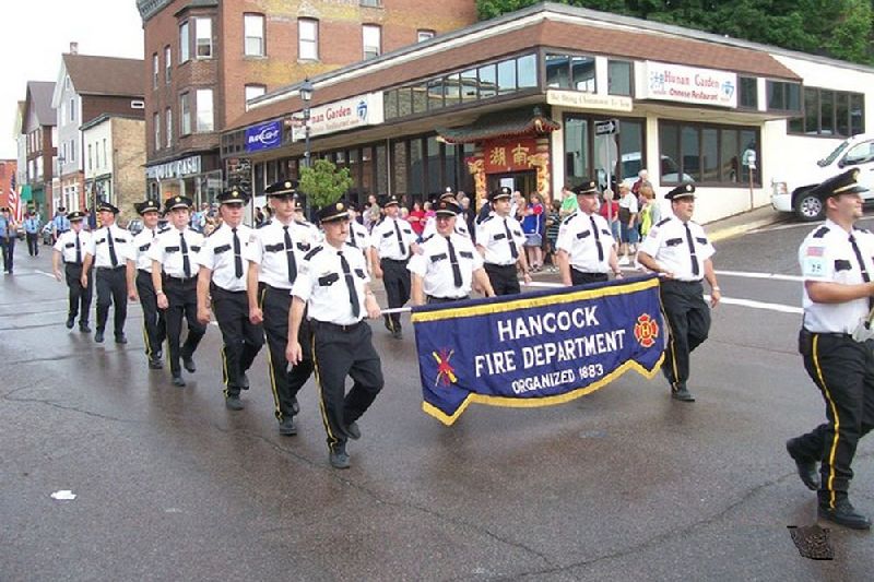 A dress parade was held Thursday evening, with a large number of Volunteer Fire Departments (VFD) on hand to meet and compete. Here, the city of Hancock VFD unit.