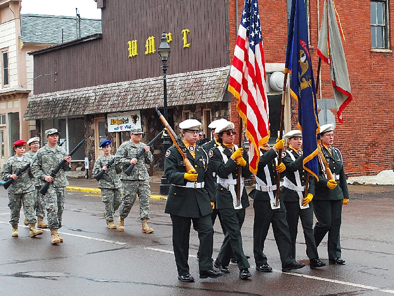 The Hancock High ROTC Drill Team and Honor Guard led off the Parade. The St. Patrick�s Day tradition started in Hancock in 1863.