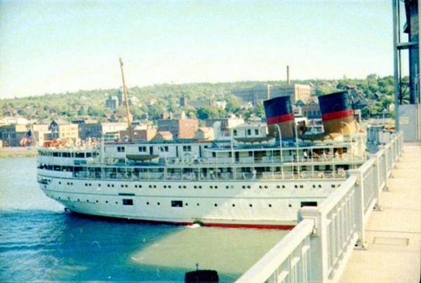 South American passes through the Portage Lake Lift Bridge, August 30, 1966.