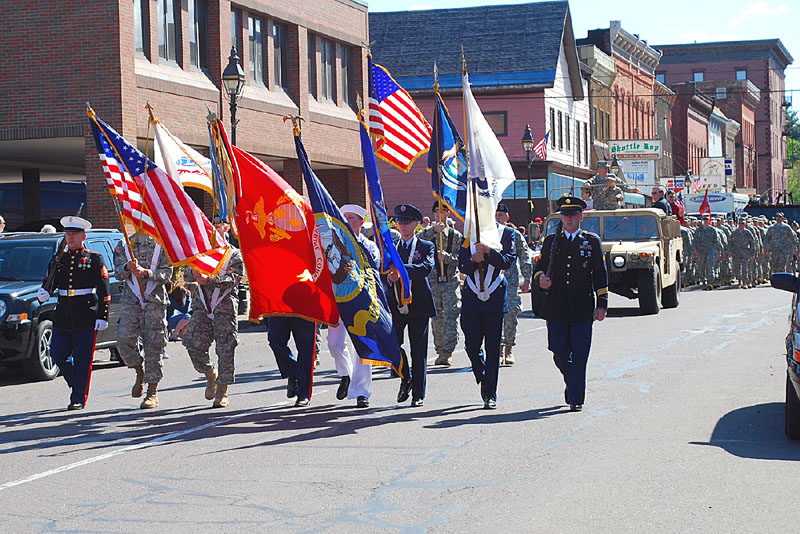 Put on by the Keweenaw Cares Corps, the morning Parade runs from Franklin Square, in Houghton, to the Church of the Resurrection in Hancock. A combined Veterans Color Guard leads off.